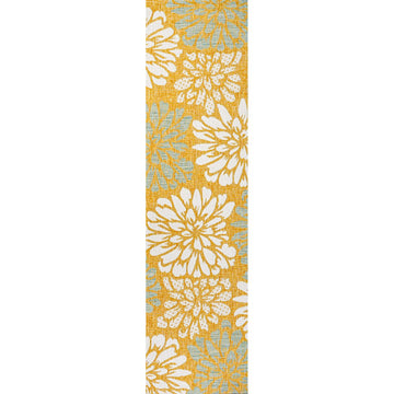 Zinnia Modern Floral Textured Weave Indoor/outdoor Runner Rug